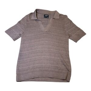 Abercrombie & Fitch Brown Men's Johnny Collar Knit Sweater Polo Size XS